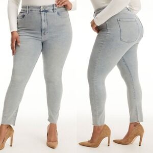 NWT Good American Good Legs Crop Long Fray Hem Jeans size 18 Blue669